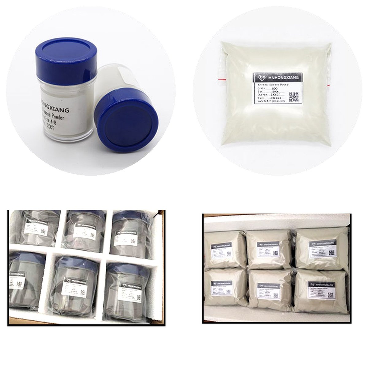 Diamond powder packing - bottles, sealed bags and export cartons