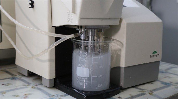 Laser diffraction particle size analysis of diamond powder